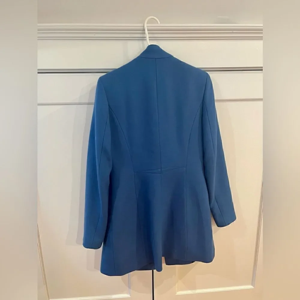 Reiss Wool Blend Pea Coat Royal Blue Size Small